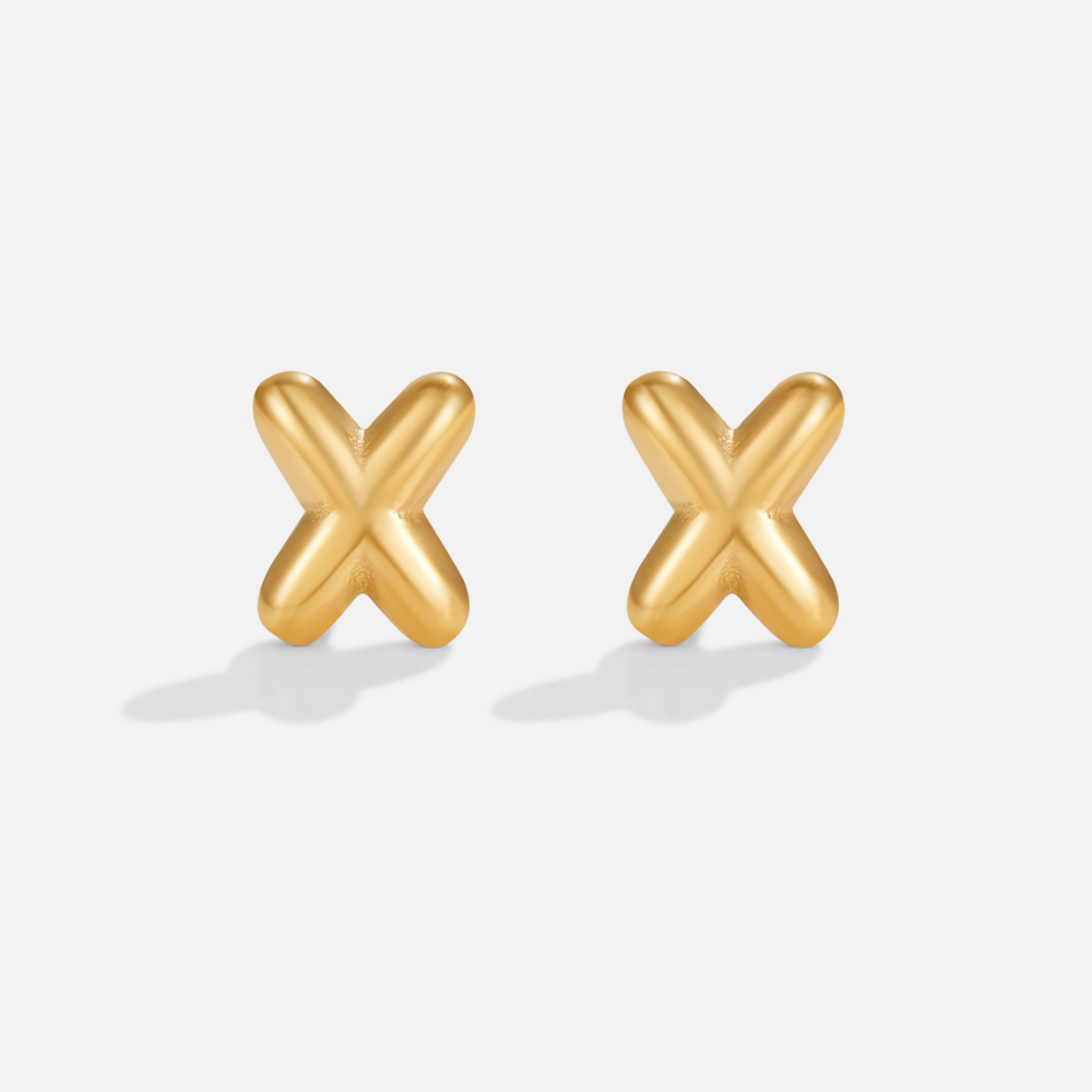 Gold Bubble Letter Earrings