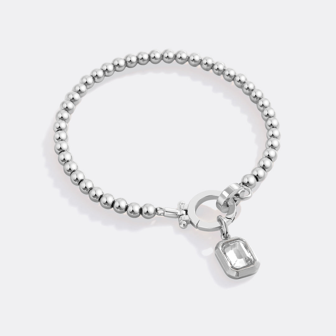 Mint & Lily Bracelet à Perles avec Charme Pierre de Naissance Baguette