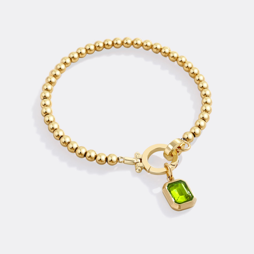 Mint & Lily Bracelet à Perles avec Charme Pierre de Naissance Baguette
