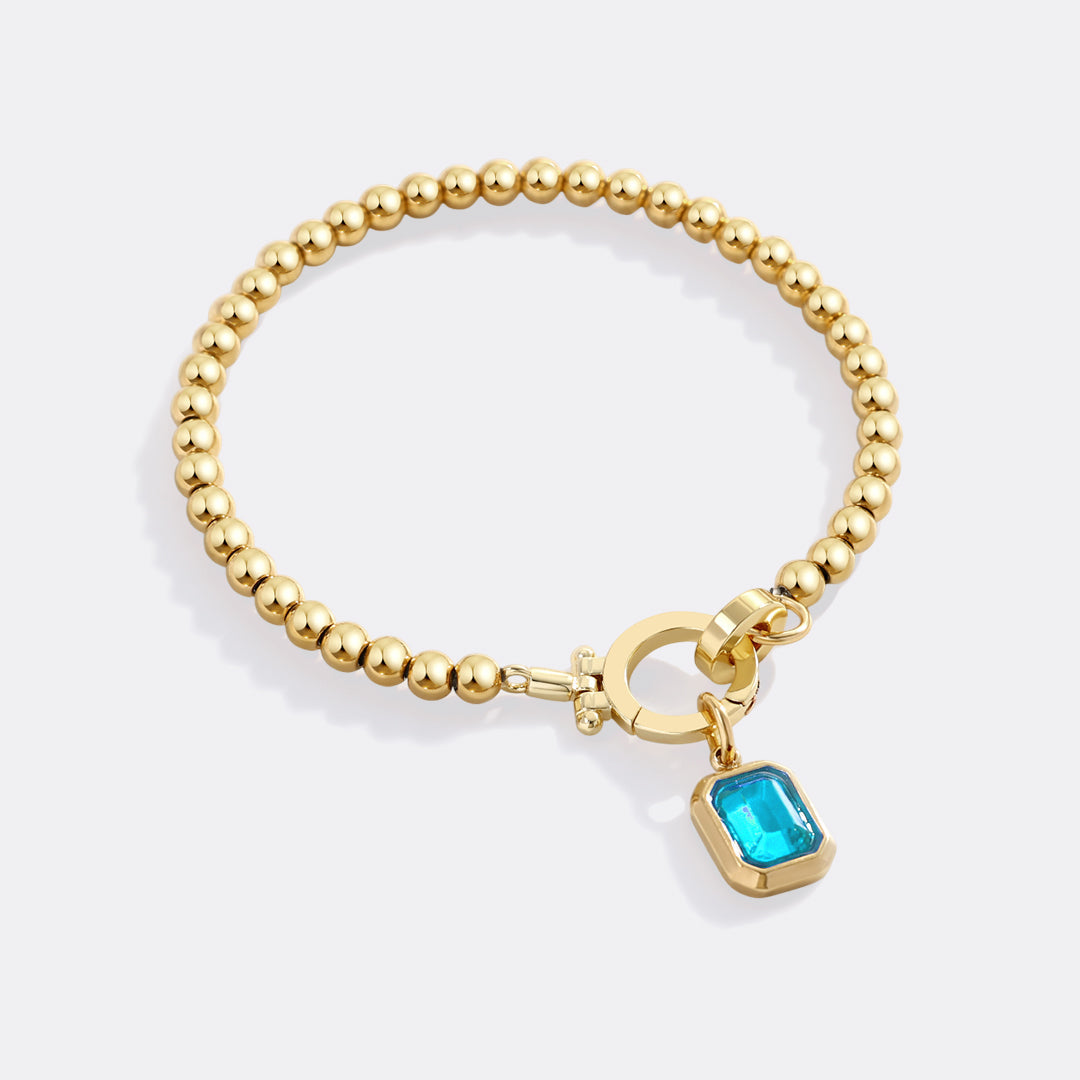 Mint & Lily Bracelet à Perles avec Charme Pierre de Naissance Baguette