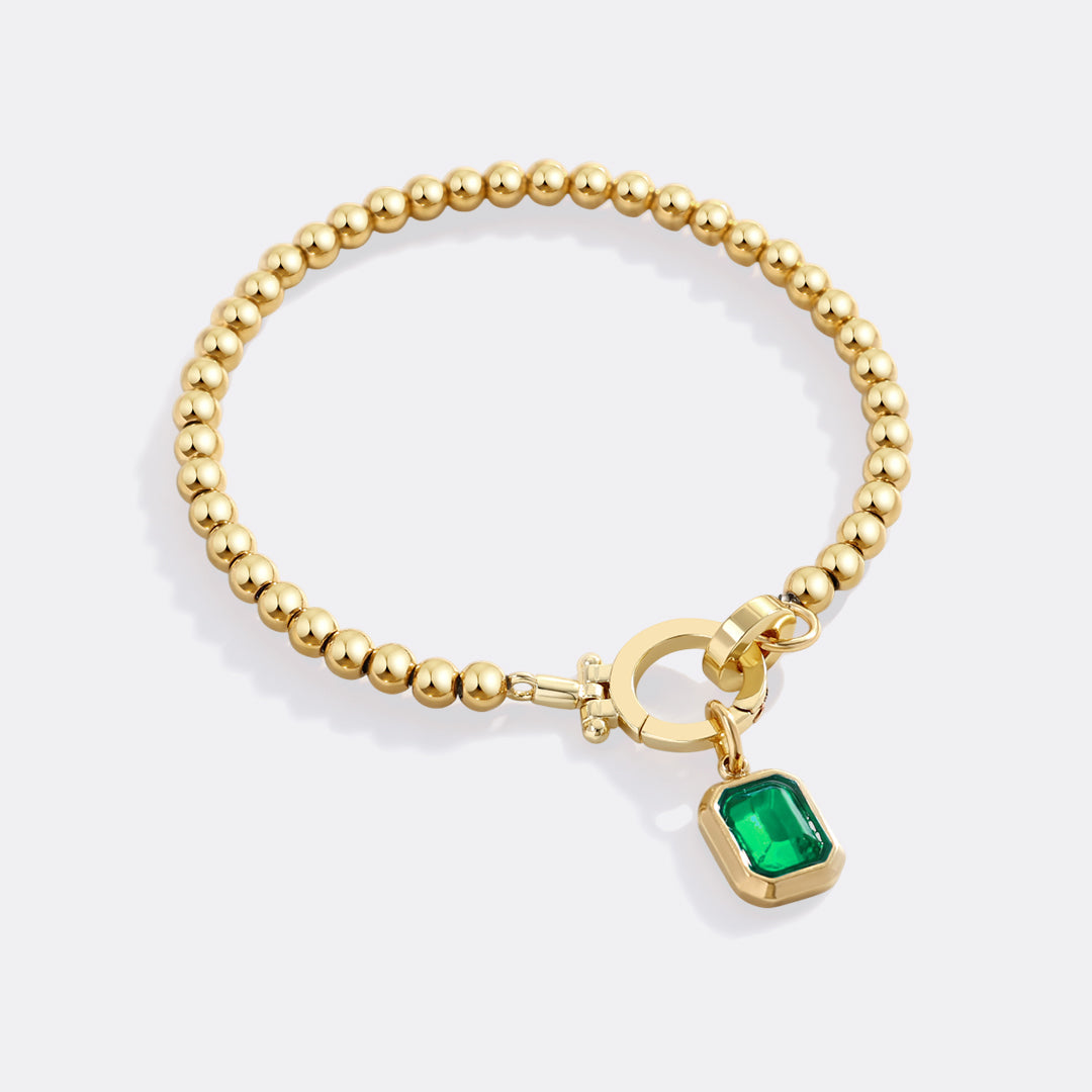 Mint & Lily Bracelet à Perles avec Charme Pierre de Naissance Baguette