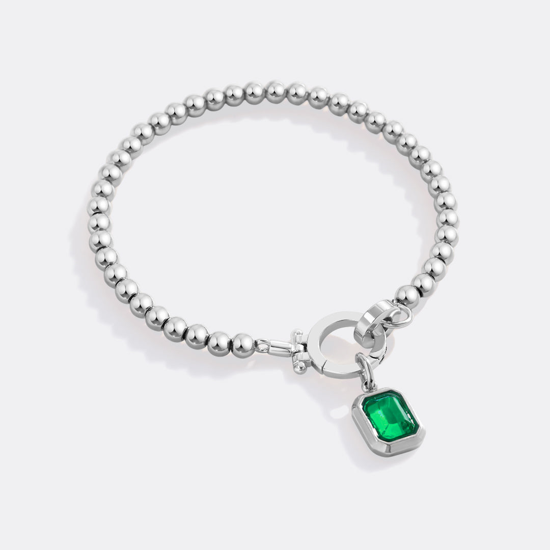 Mint & Lily Bracelet à Perles avec Charme Pierre de Naissance Baguette