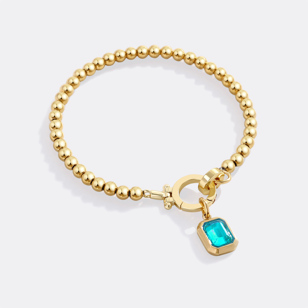 Mint & Lily Bracelet à Perles avec Charme Pierre de Naissance Baguette