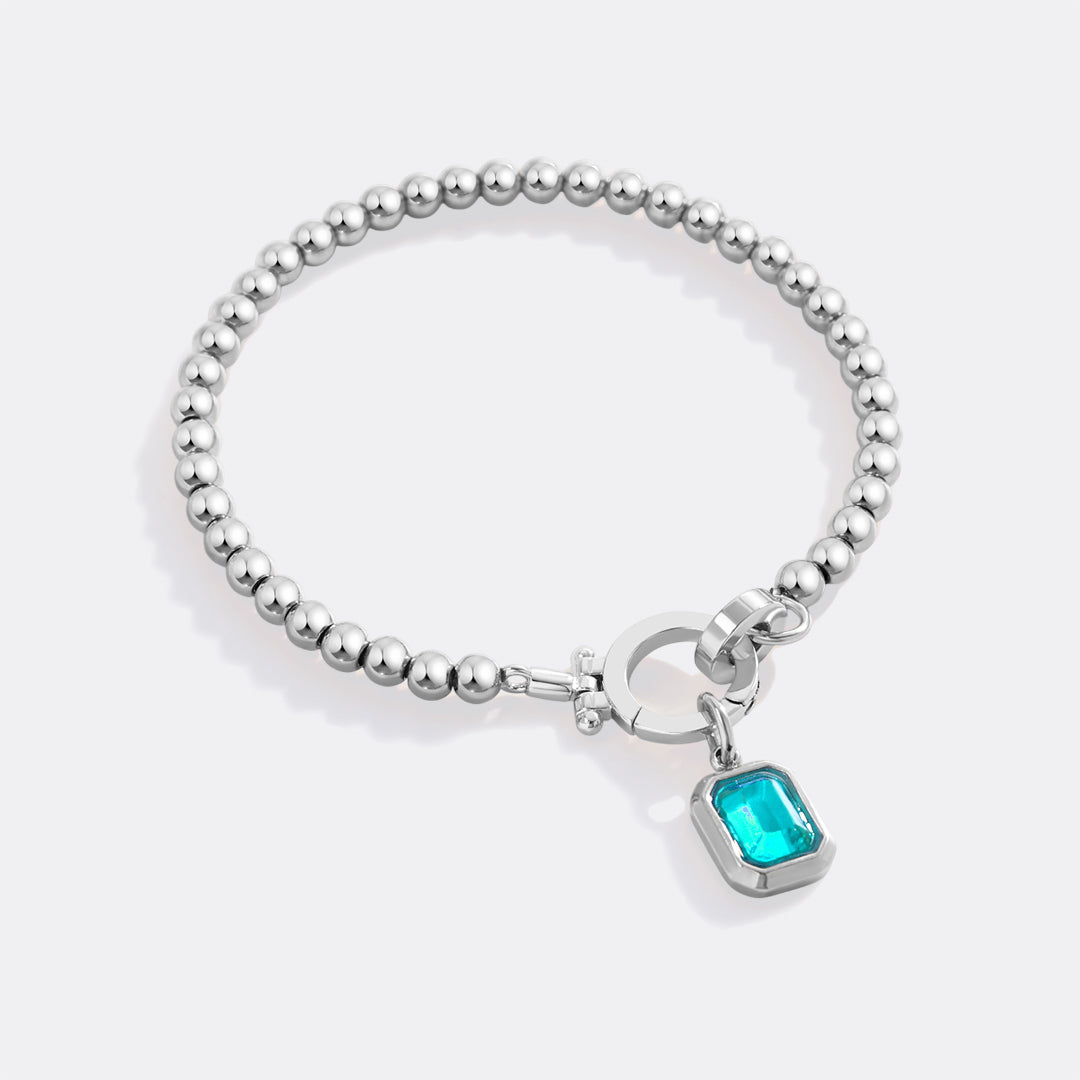 Mint & Lily Bracelet à Perles avec Charme Pierre de Naissance Baguette