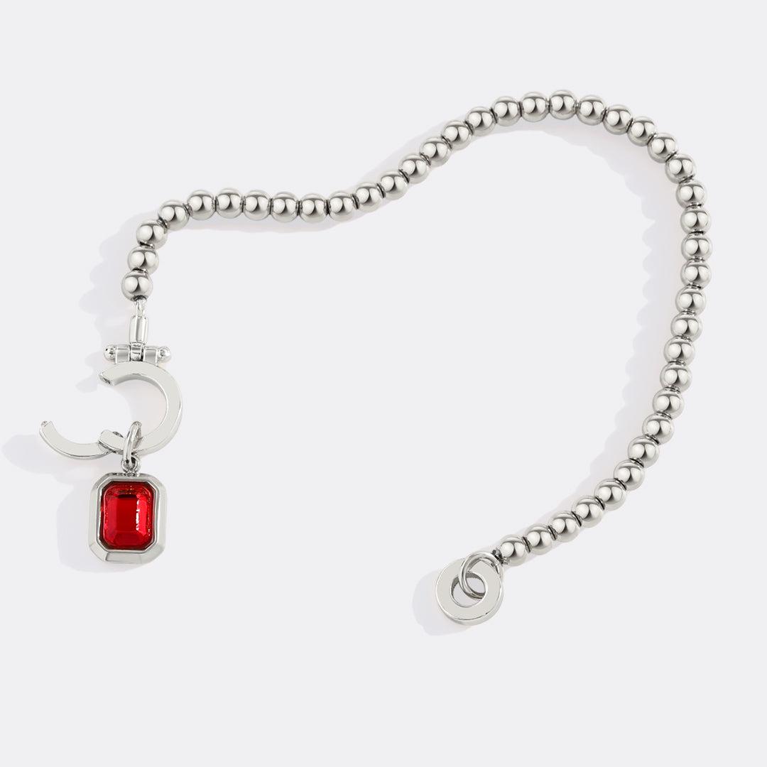 Mint & Lily Bracelet à Perles avec Charme Pierre de Naissance Baguette