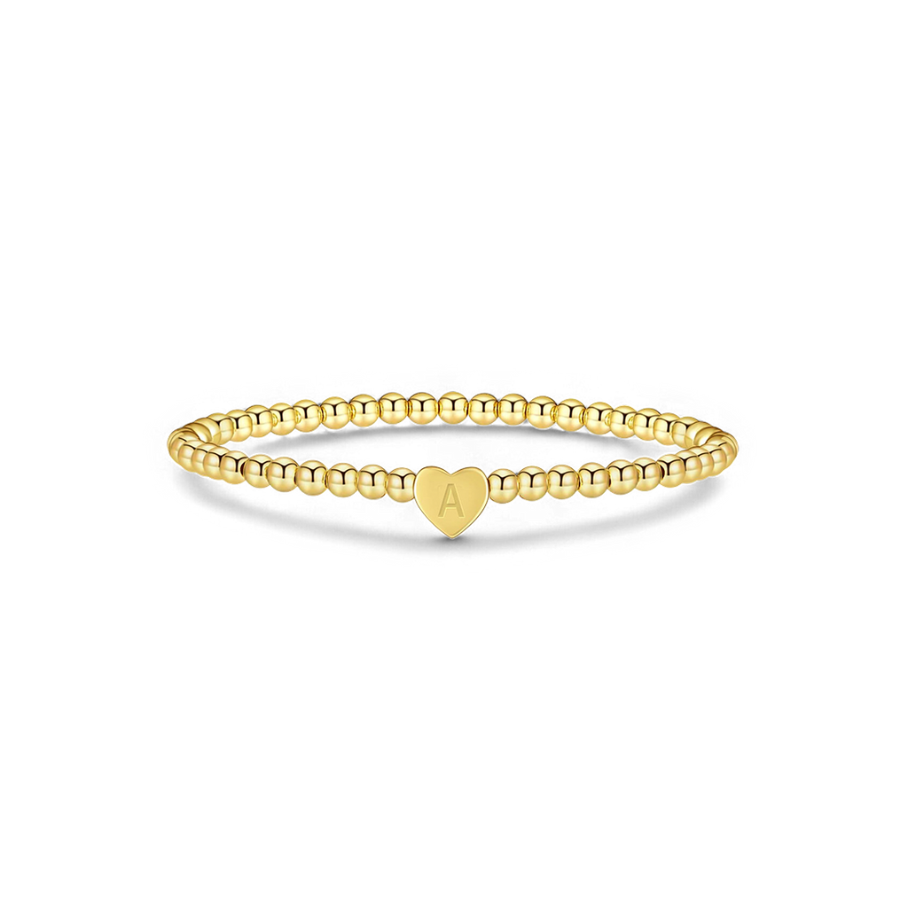 Mint & Lily Bracelet à Perles Dorées avec Initiale Cœur
