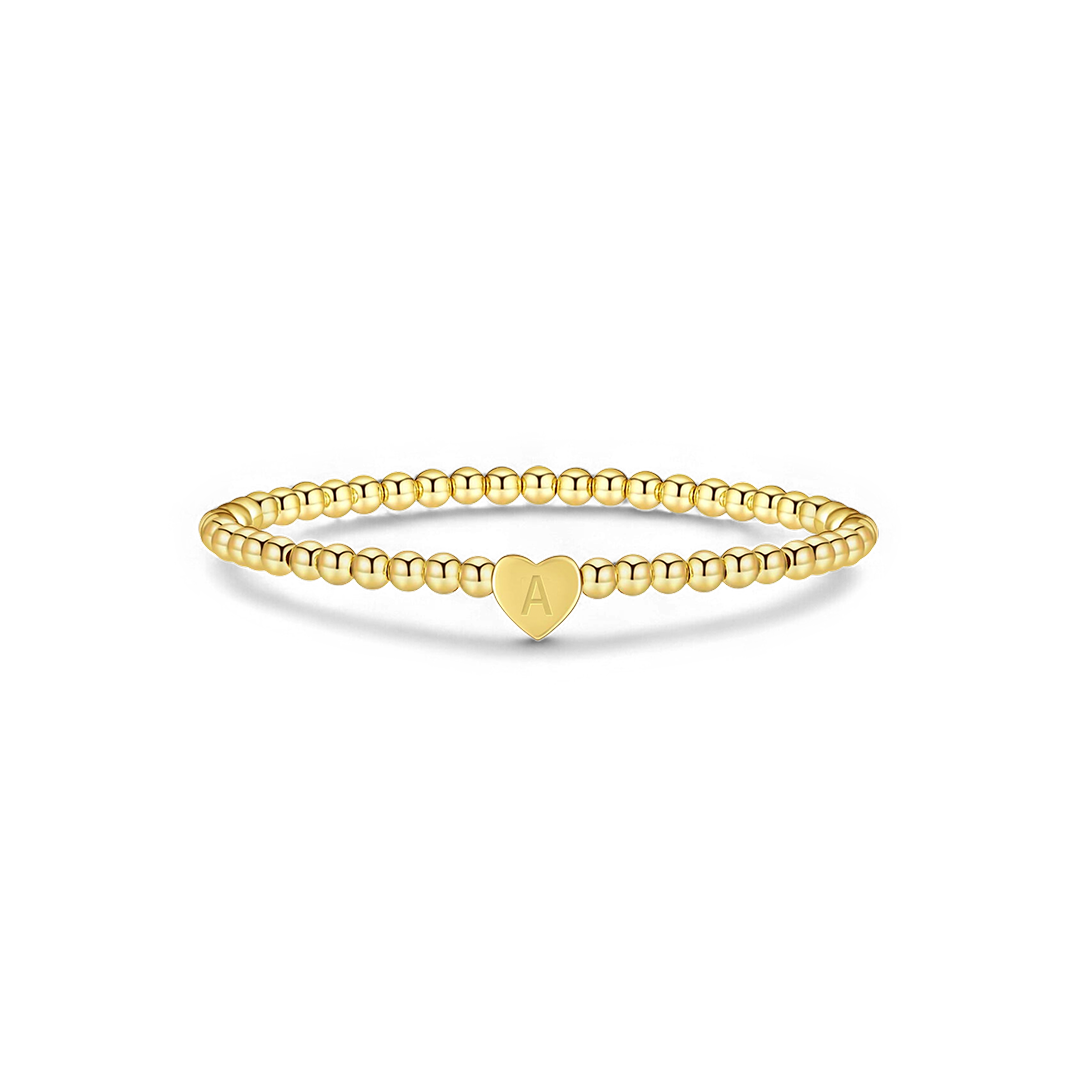 Mint & Lily Bracelet à Perles Dorées avec Initiale Cœur