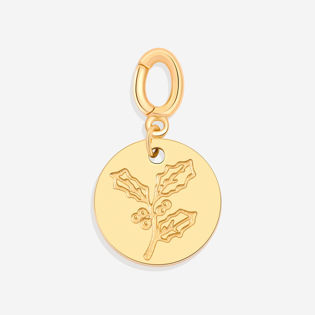 Engraved Birth Flower Disc Charm