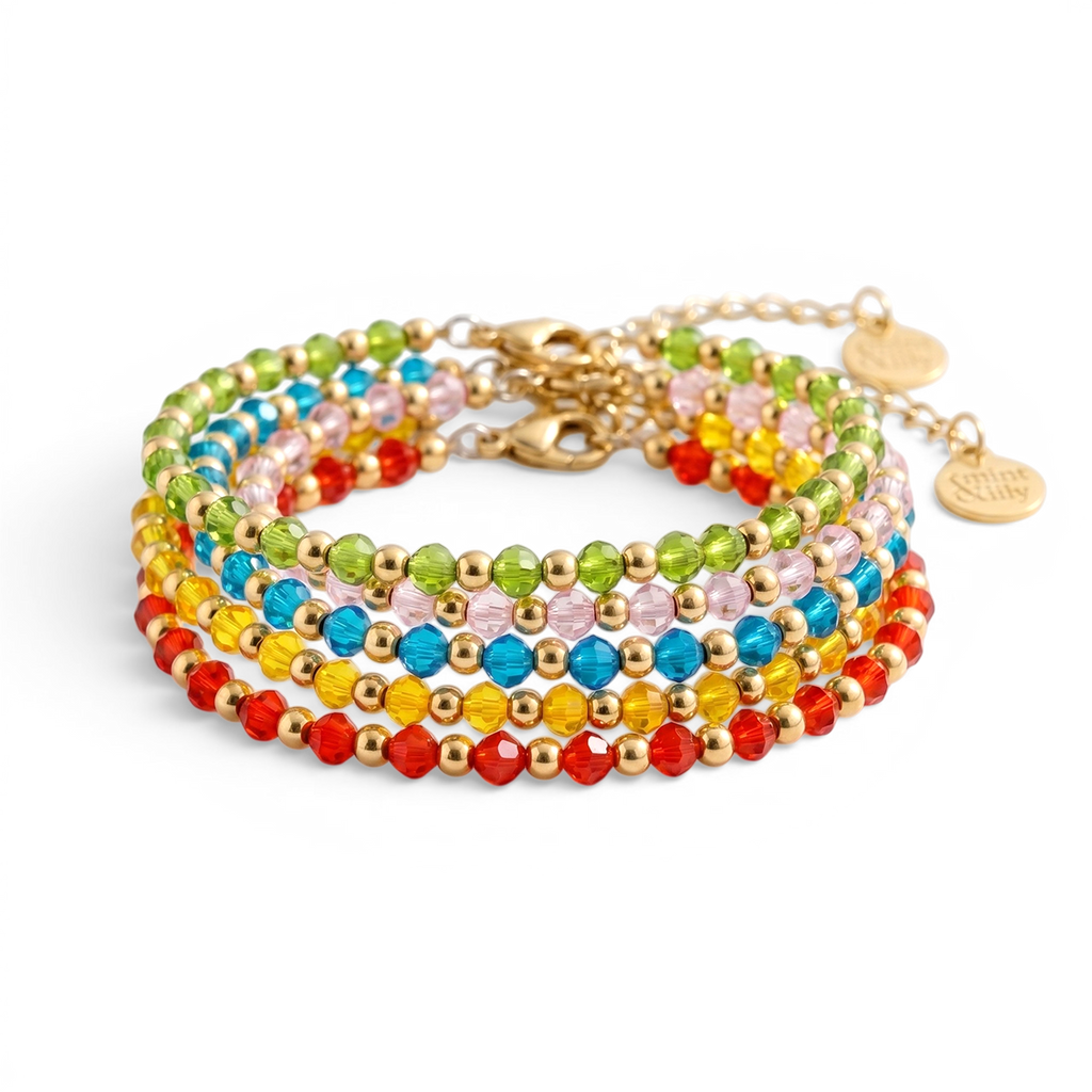 Mint & Lily Bracelet à Perles avec Pierre de Naissance et Perles Dorées