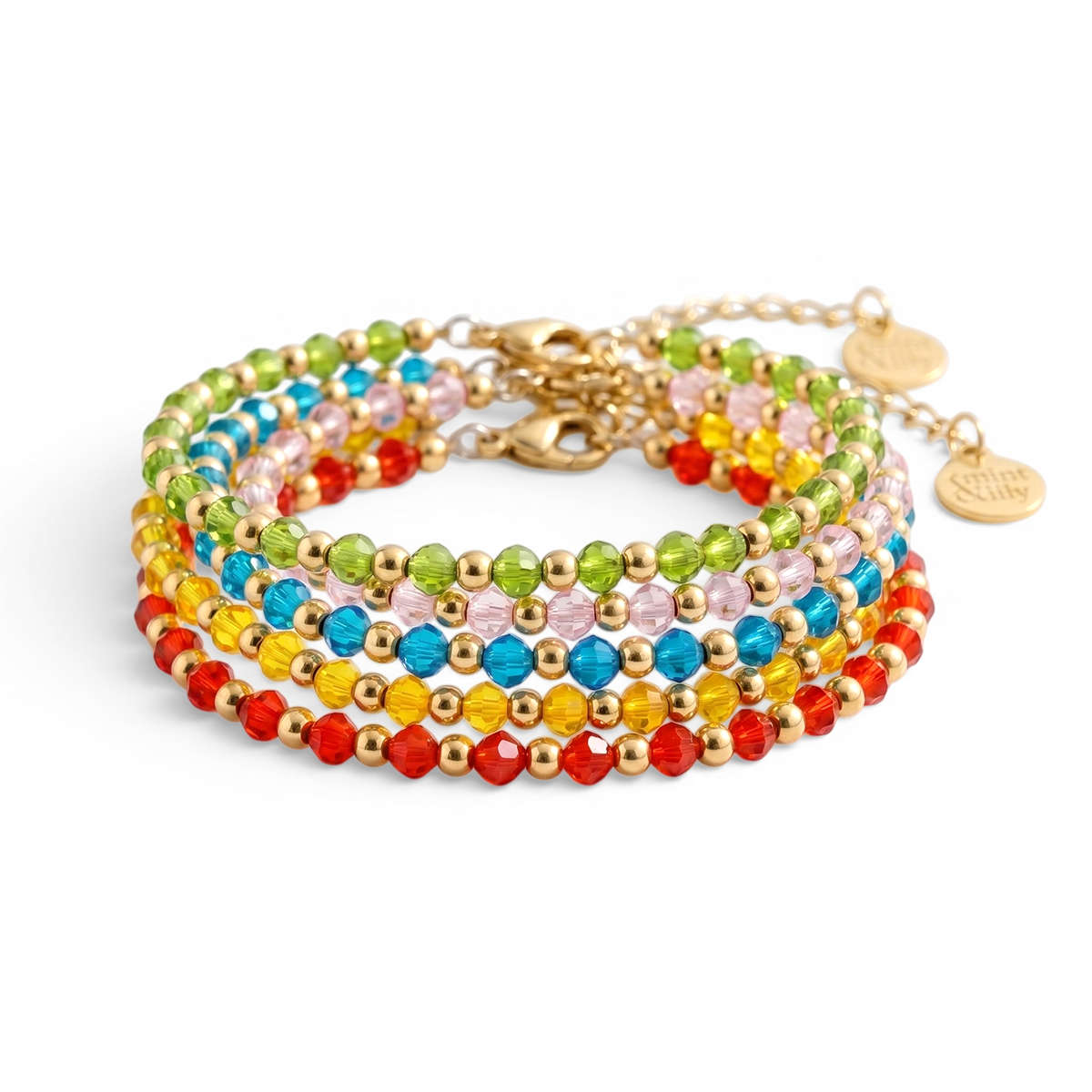 Mint & Lily Bracelet à Perles avec Pierre de Naissance et Perles Dorées