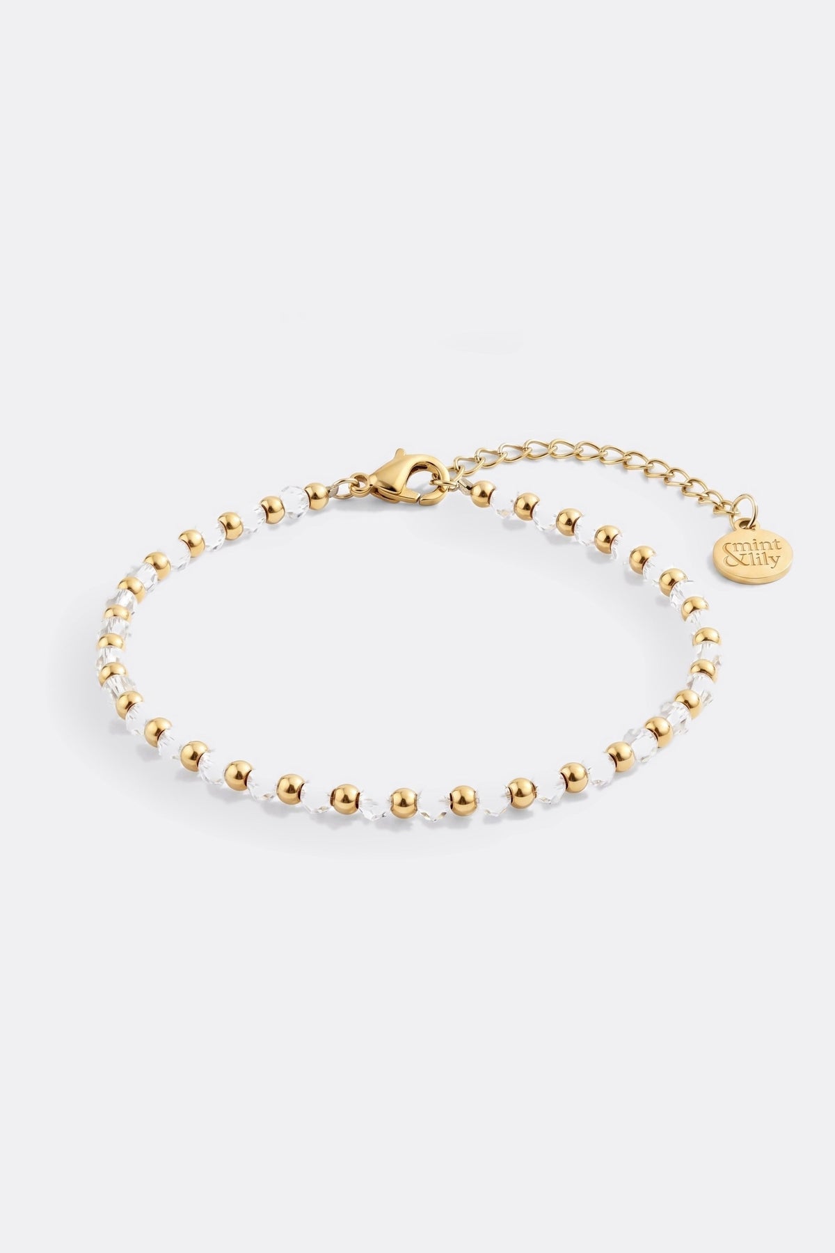 Mint & Lily Bracelet à Perles avec Pierre de Naissance et Perles Dorées