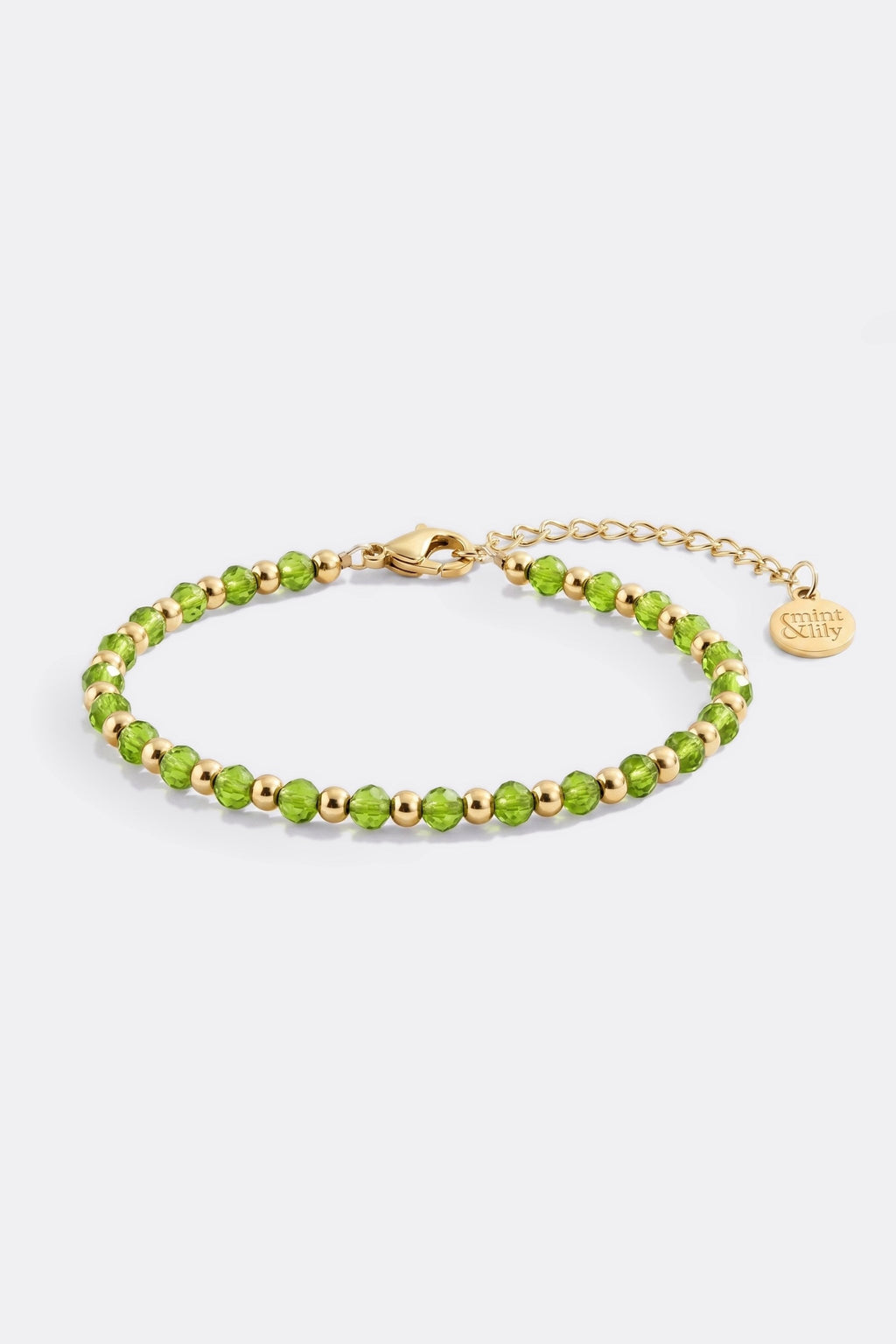 Mint & Lily Bracelet à Perles avec Pierre de Naissance et Perles Dorées
