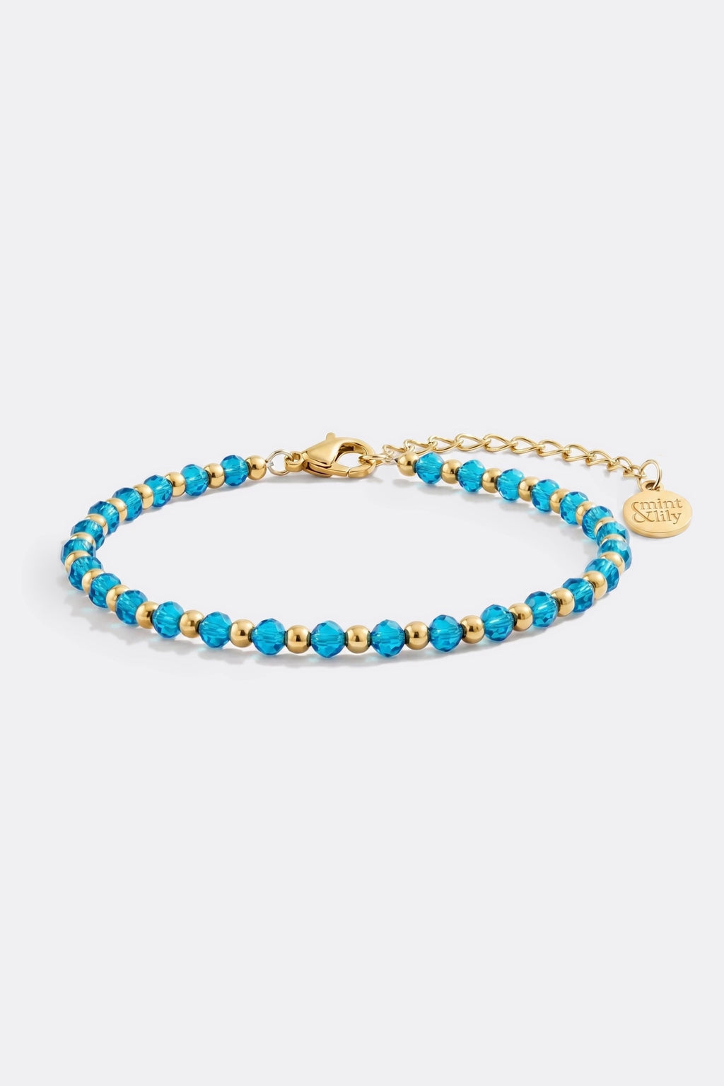Mint & Lily Bracelet à Perles avec Pierre de Naissance et Perles Dorées