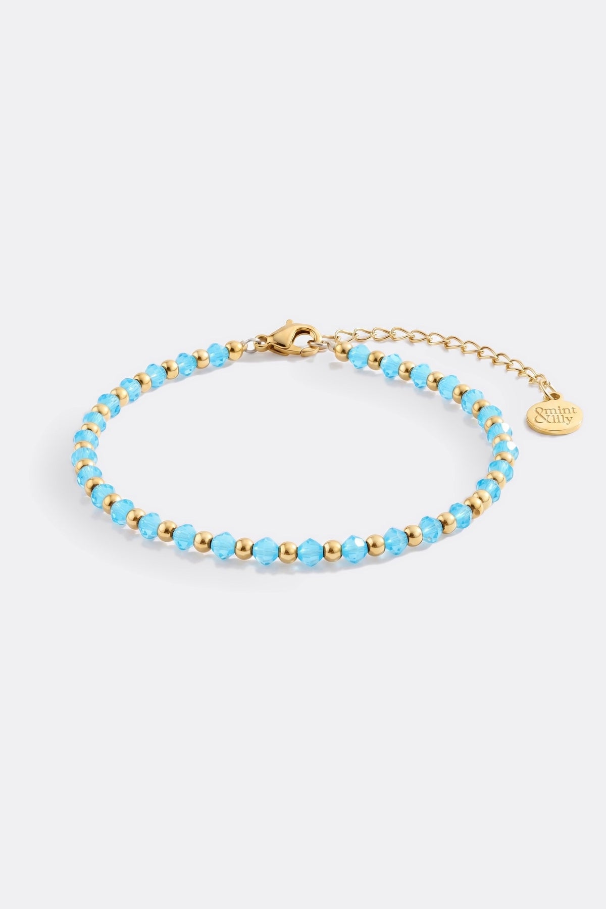 Mint & Lily Bracelet à Perles avec Pierre de Naissance et Perles Dorées
