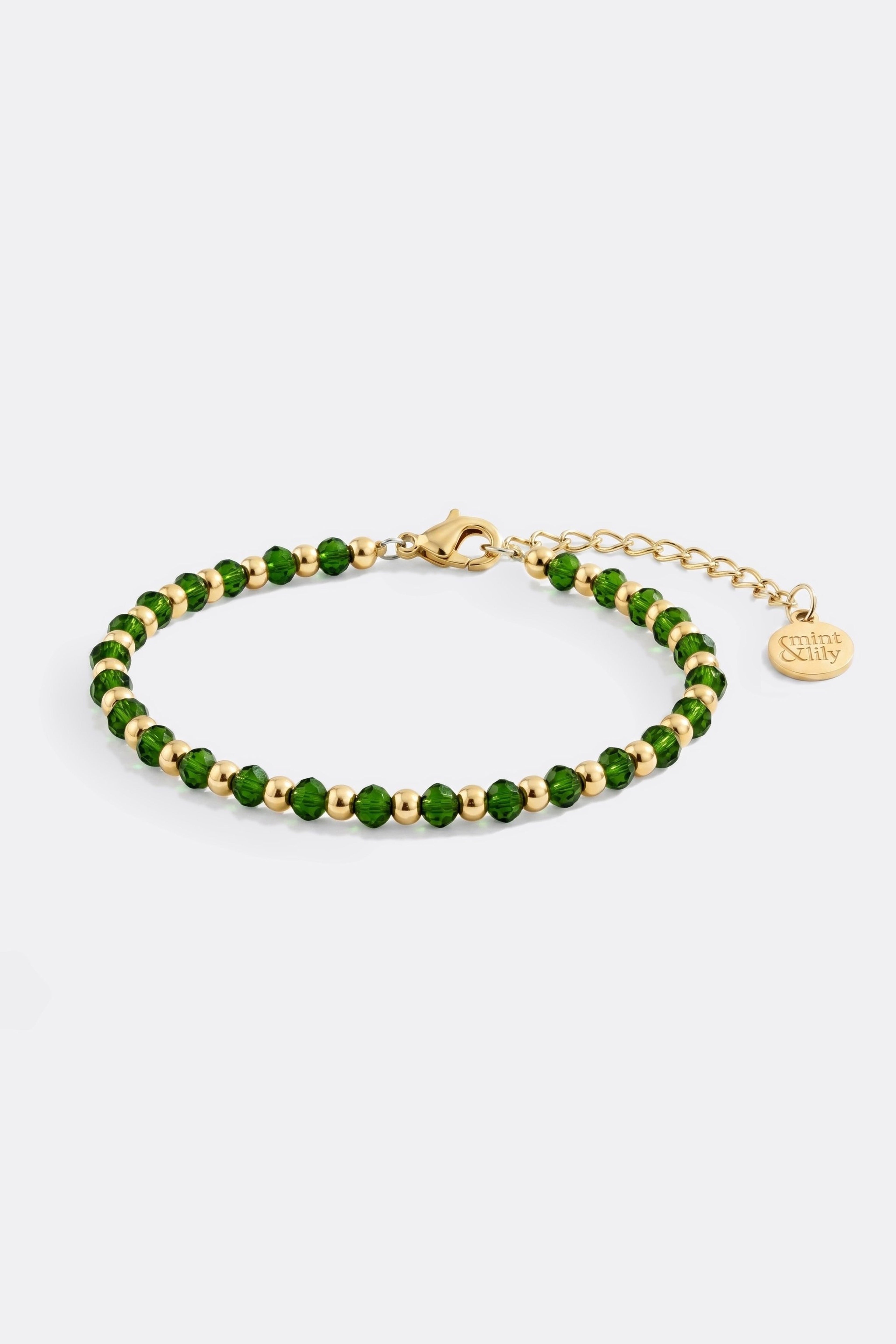 Mint & Lily Bracelet à Perles avec Pierre de Naissance et Perles Dorées