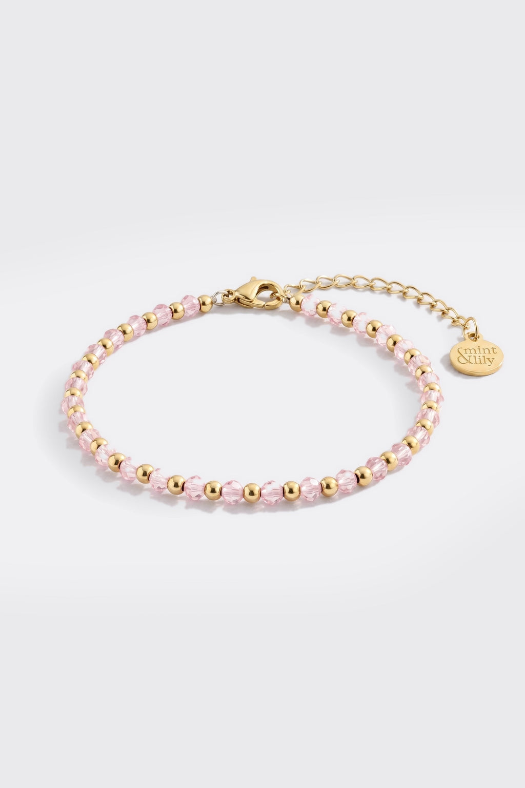 Mint & Lily Bracelet à Perles avec Pierre de Naissance et Perles Dorées