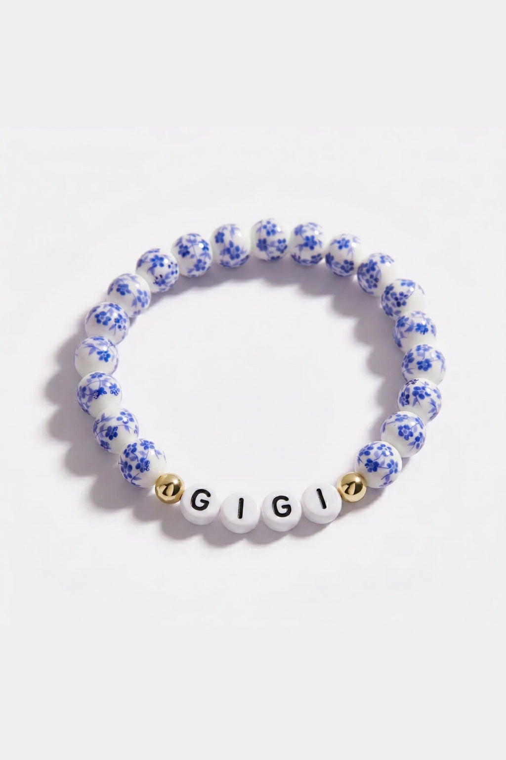 Mint & Lily Bracelet à Perles en Porcelaine Bleue Florale