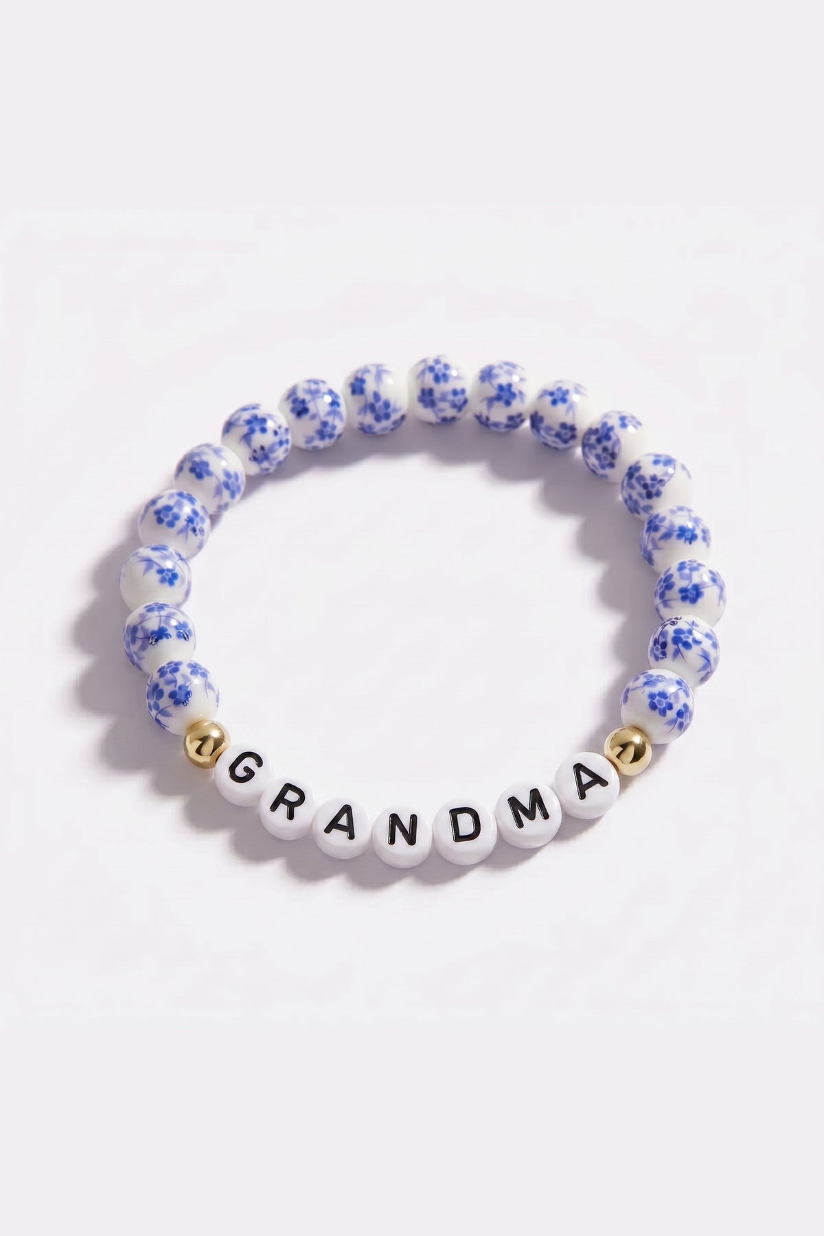 Mint & Lily Bracelet à Perles en Porcelaine Bleue Florale