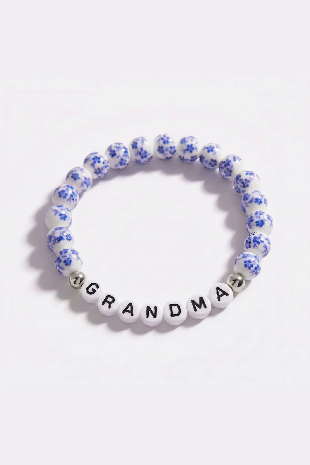 Mint & Lily Bracelet à Perles en Porcelaine Bleue Florale