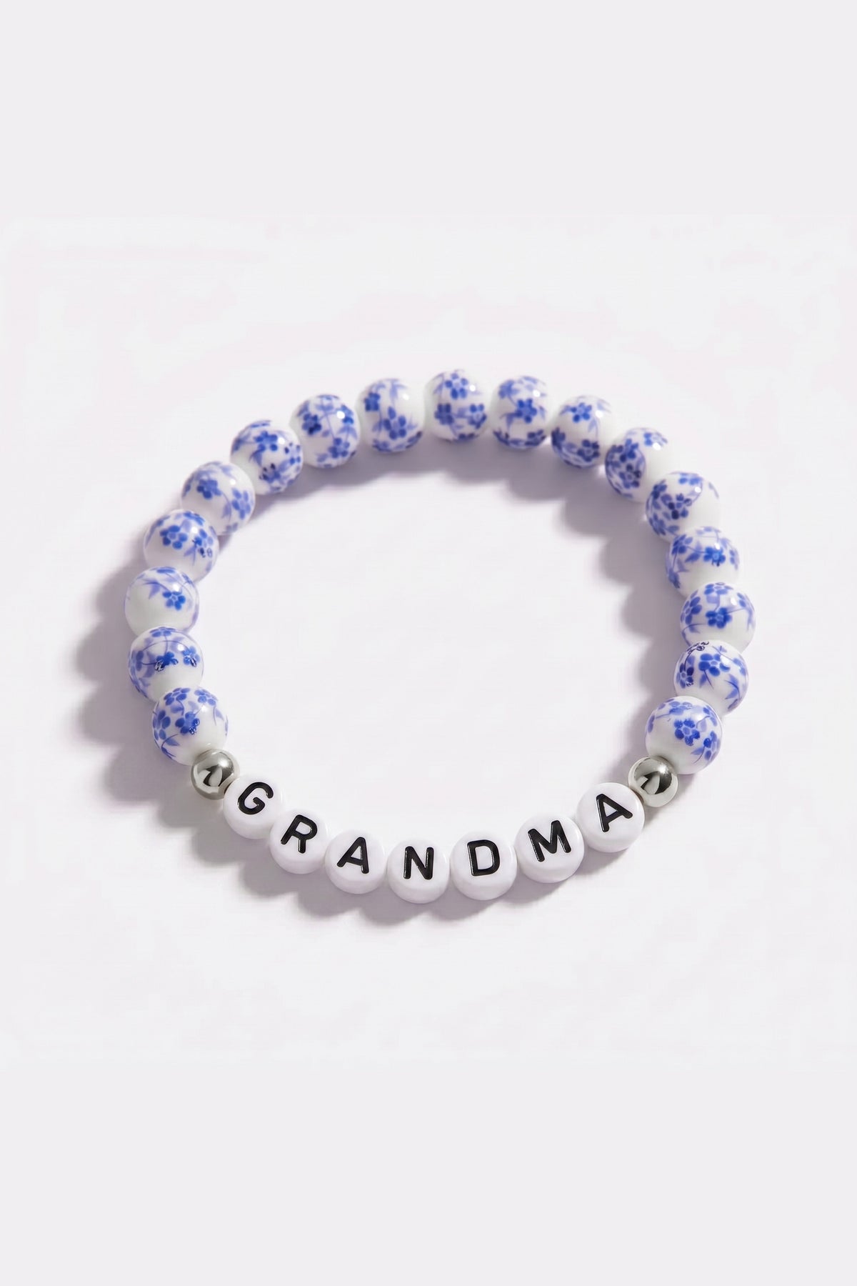 Mint & Lily Bracelet à Perles en Porcelaine Bleue Florale