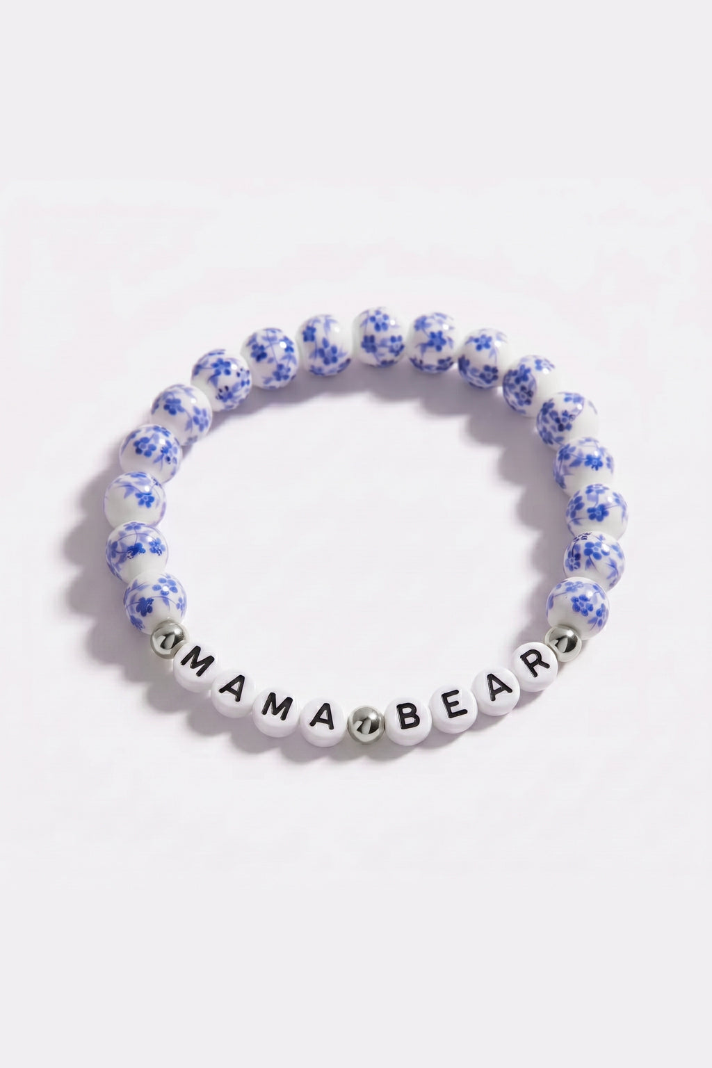 Mint & Lily Bracelet à Perles en Porcelaine Bleue Florale