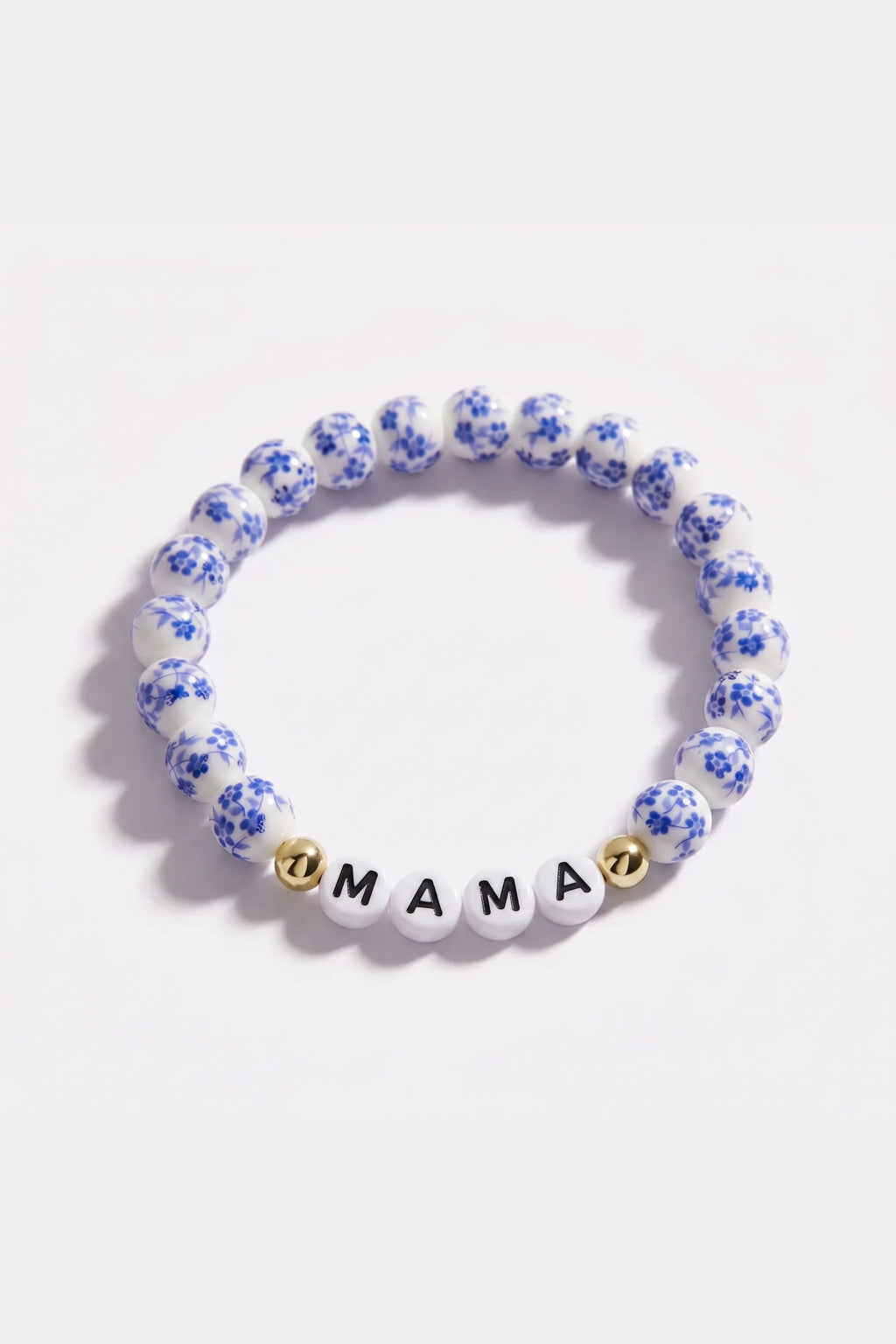 Mint & Lily Bracelet à Perles en Porcelaine Bleue Florale