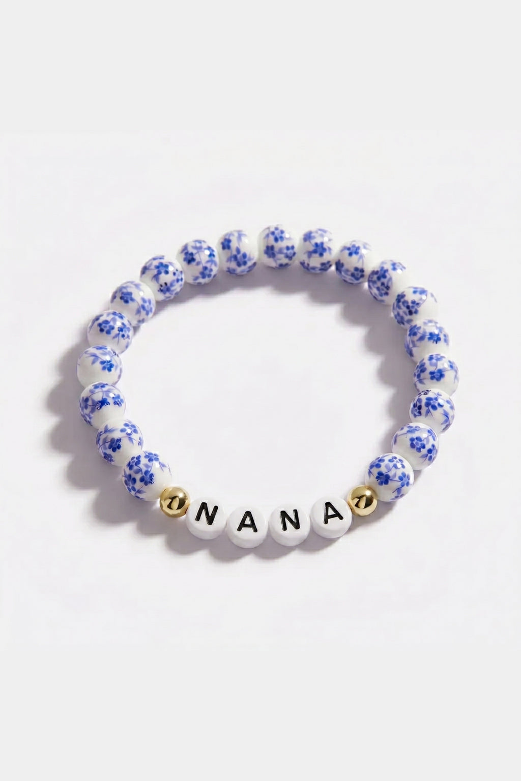 Mint & Lily Bracelet à Perles en Porcelaine Bleue Florale