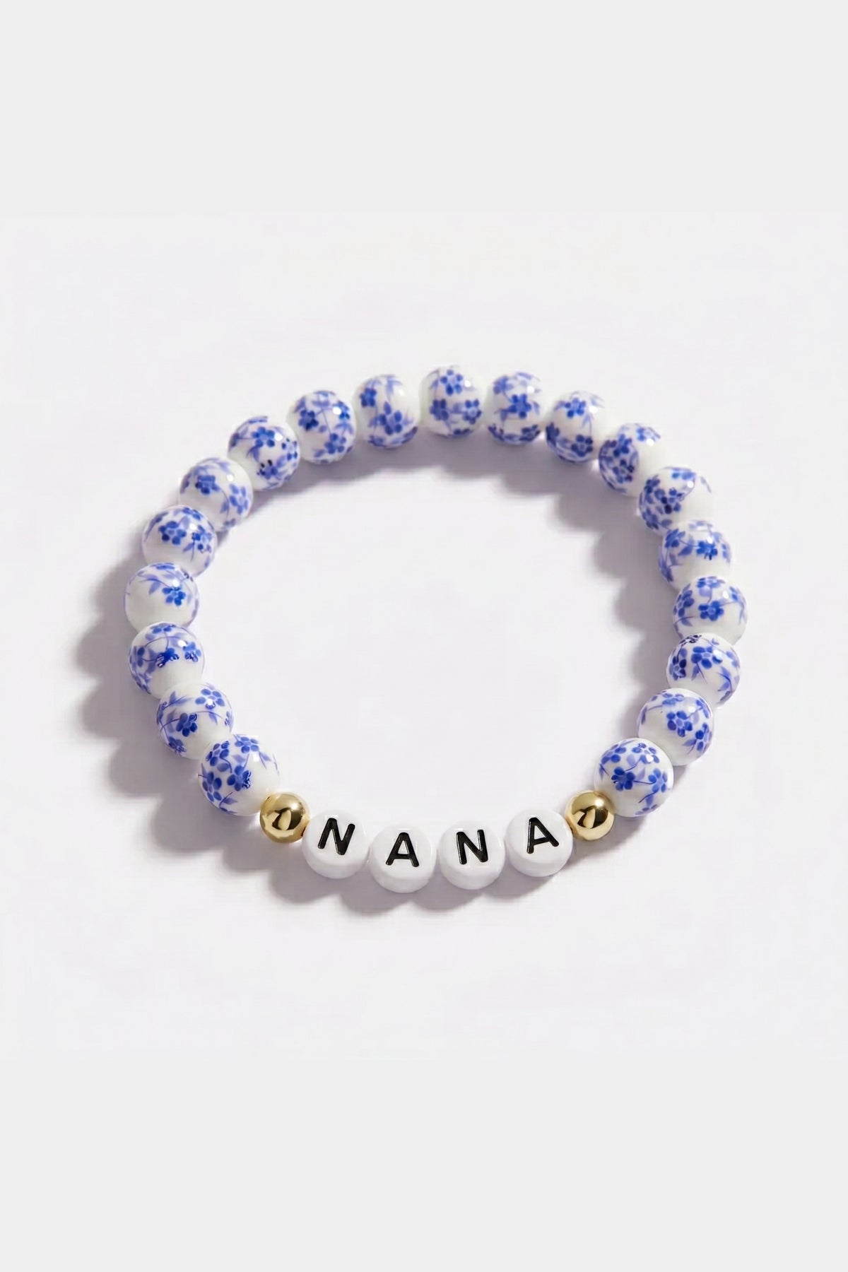 Mint & Lily Bracelet à Perles en Porcelaine Bleue Florale