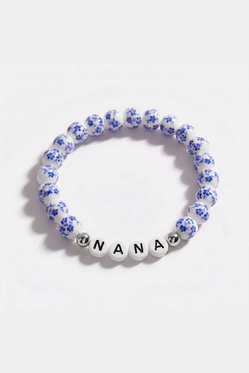 Mint & Lily Bracelet à Perles en Porcelaine Bleue Florale