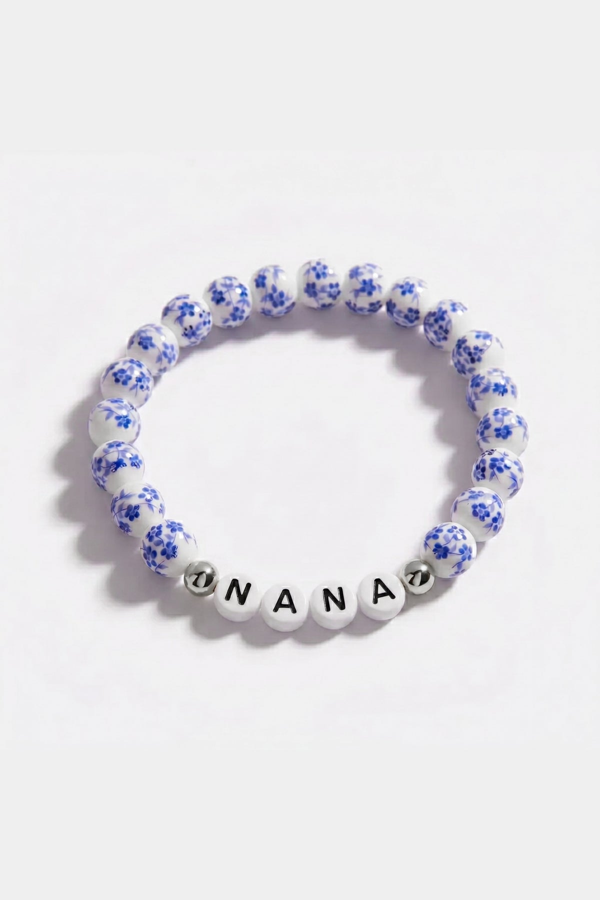 Mint & Lily Bracelet à Perles en Porcelaine Bleue Florale