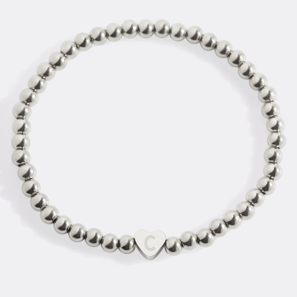 Mint & Lily Bracelet à Perles Dorées avec Initiale Cœur