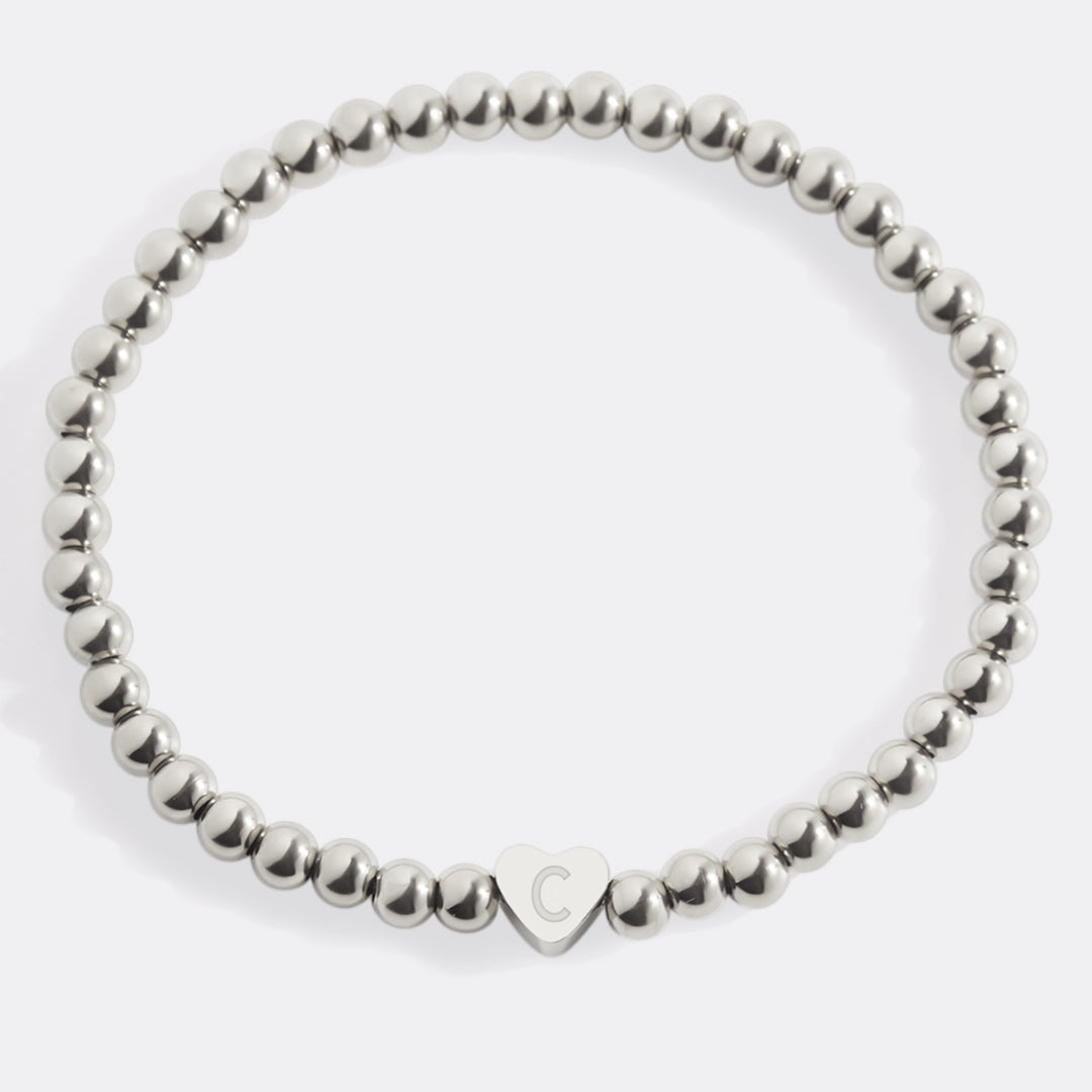 Mint & Lily Bracelet à Perles Dorées avec Initiale Cœur