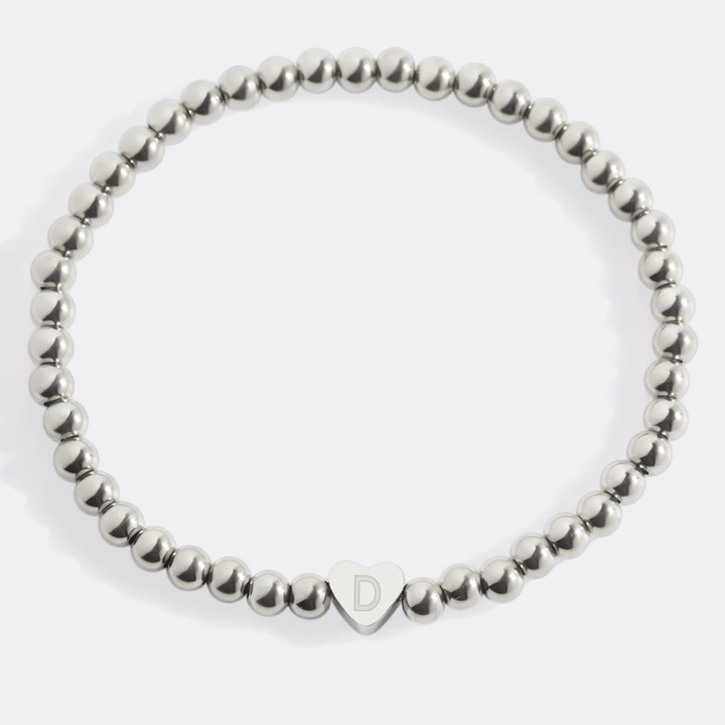 Mint & Lily Bracelet à Perles Dorées avec Initiale Cœur