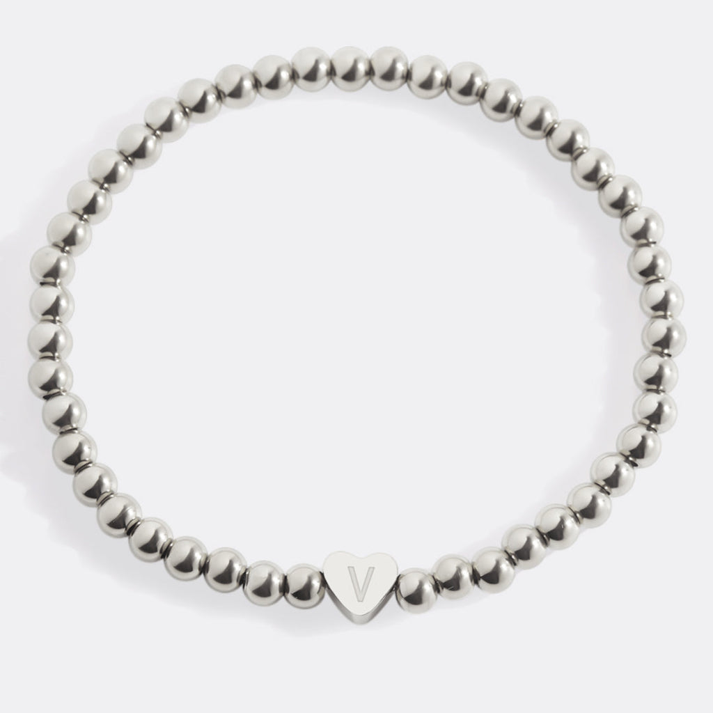 Mint & Lily Bracelet à Perles Dorées avec Initiale Cœur