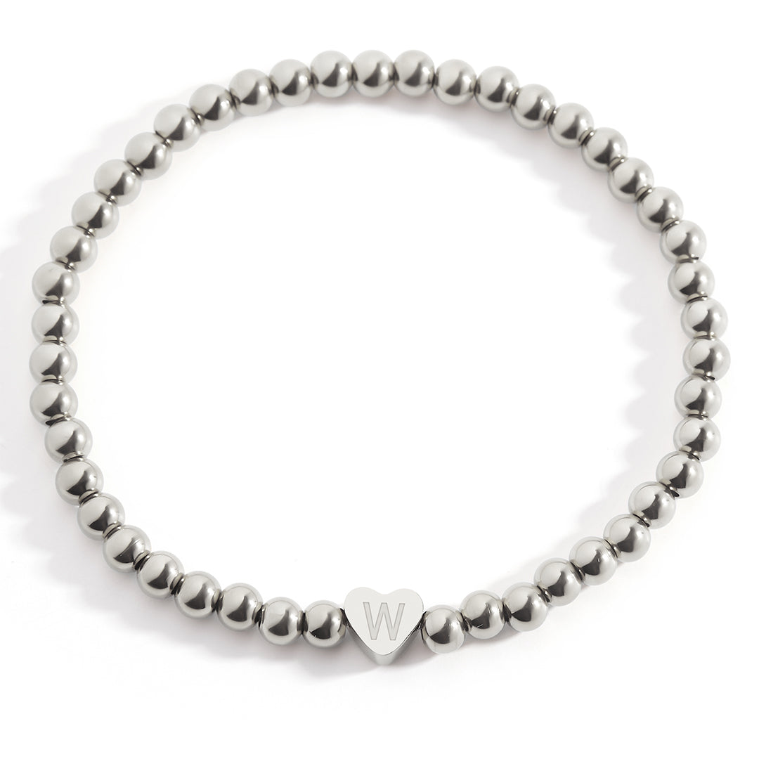 Mint & Lily Bracelet à Perles Dorées avec Initiale Cœur