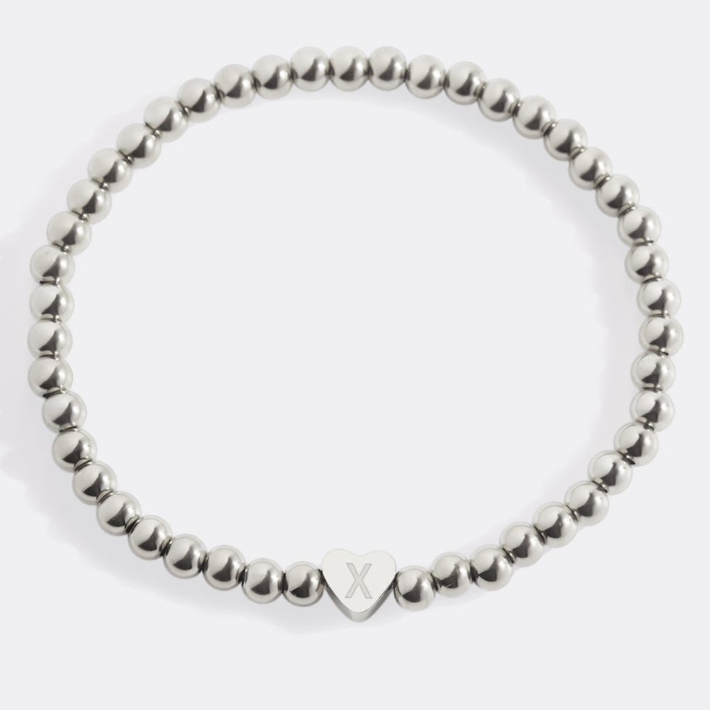 Mint & Lily Bracelet à Perles Dorées avec Initiale Cœur