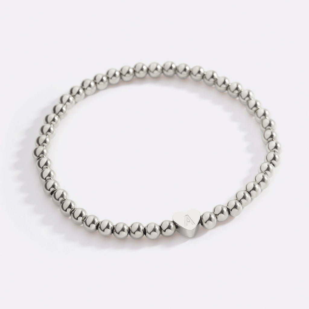 Mint & Lily Bracelet à Perles Dorées avec Initiale Cœur