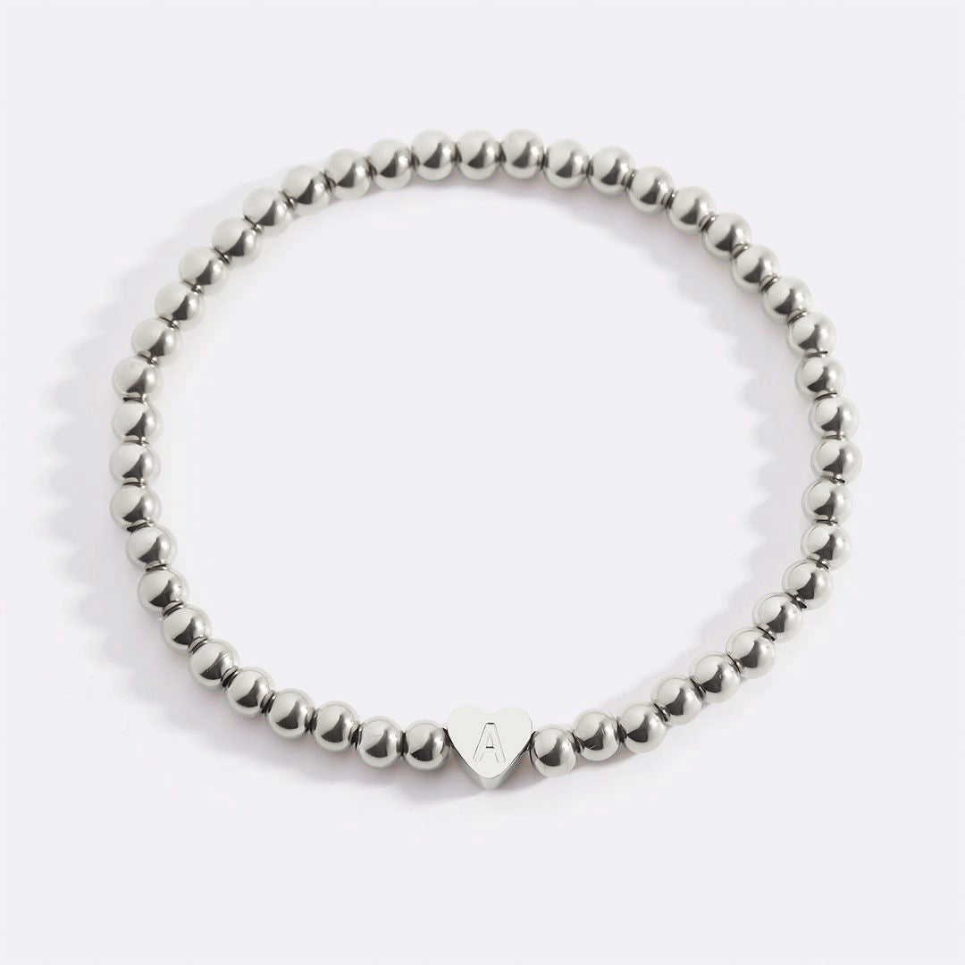 Mint & Lily Bracelet à Perles Dorées avec Initiale Cœur
