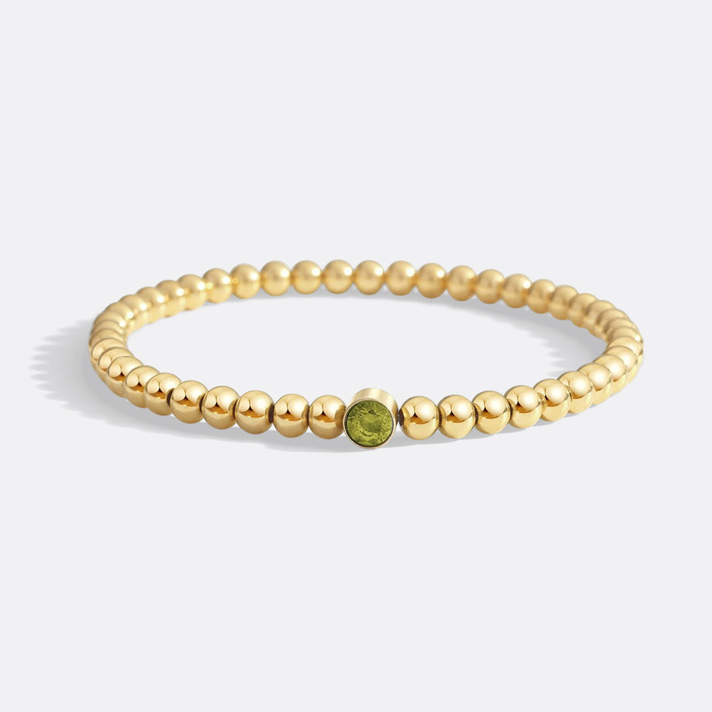 Mint & Lily Bracelet à Perles Bulles Dorées avec Pierre de Naissance
