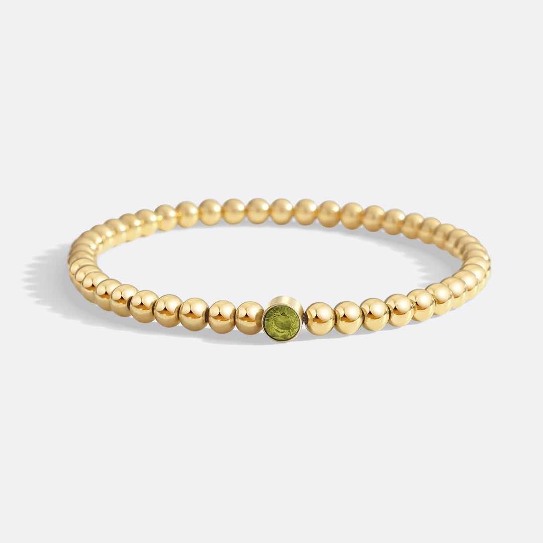 Mint & Lily Bracelet à Perles Bulles Dorées avec Pierre de Naissance
