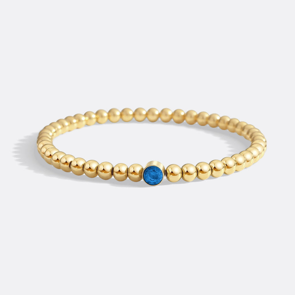 Mint & Lily Bracelet à Perles Bulles Dorées avec Pierre de Naissance