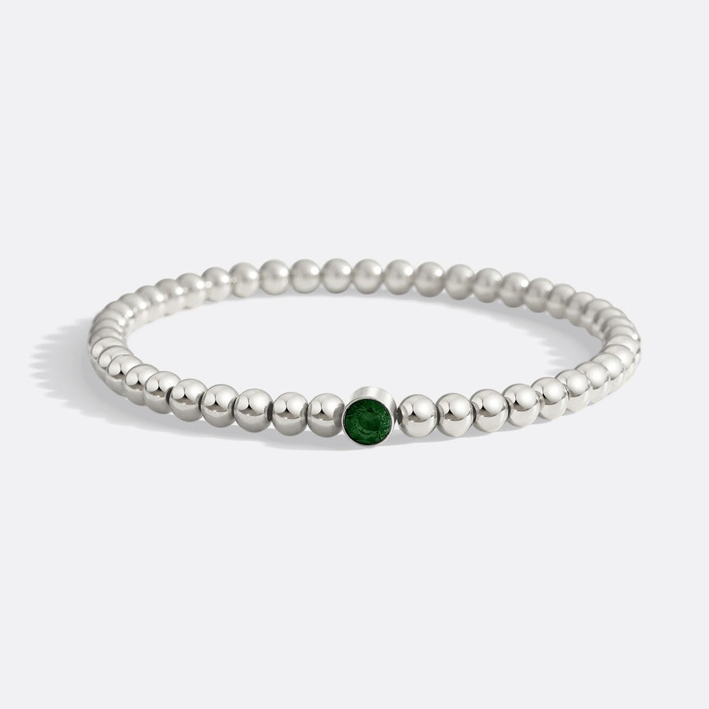 Mint & Lily Bracelet à Perles Bulles Dorées avec Pierre de Naissance