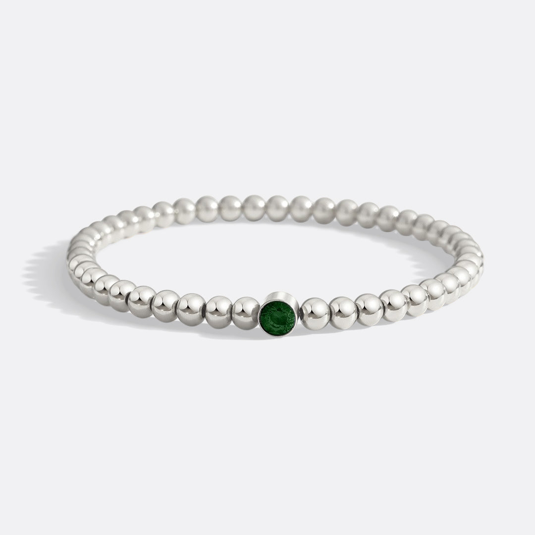 Mint & Lily Bracelet à Perles Bulles Dorées avec Pierre de Naissance