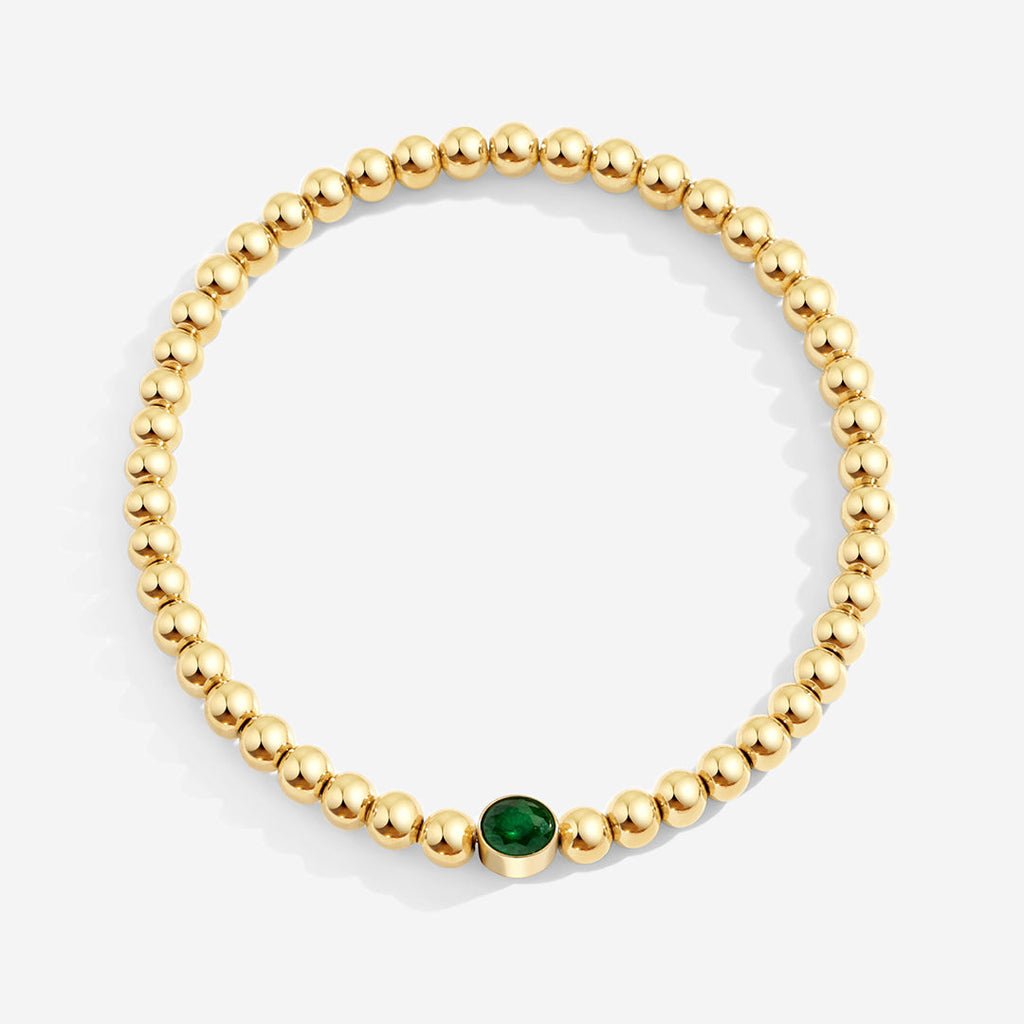Mint & Lily Bracelet à Perles Bulles Dorées avec Pierre de Naissance