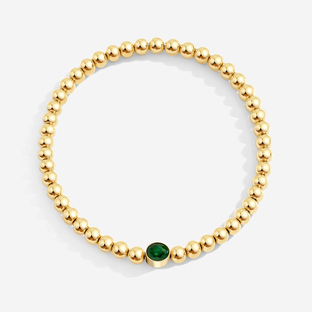 Mint & Lily Bracelet à Perles Bulles Dorées avec Pierre de Naissance