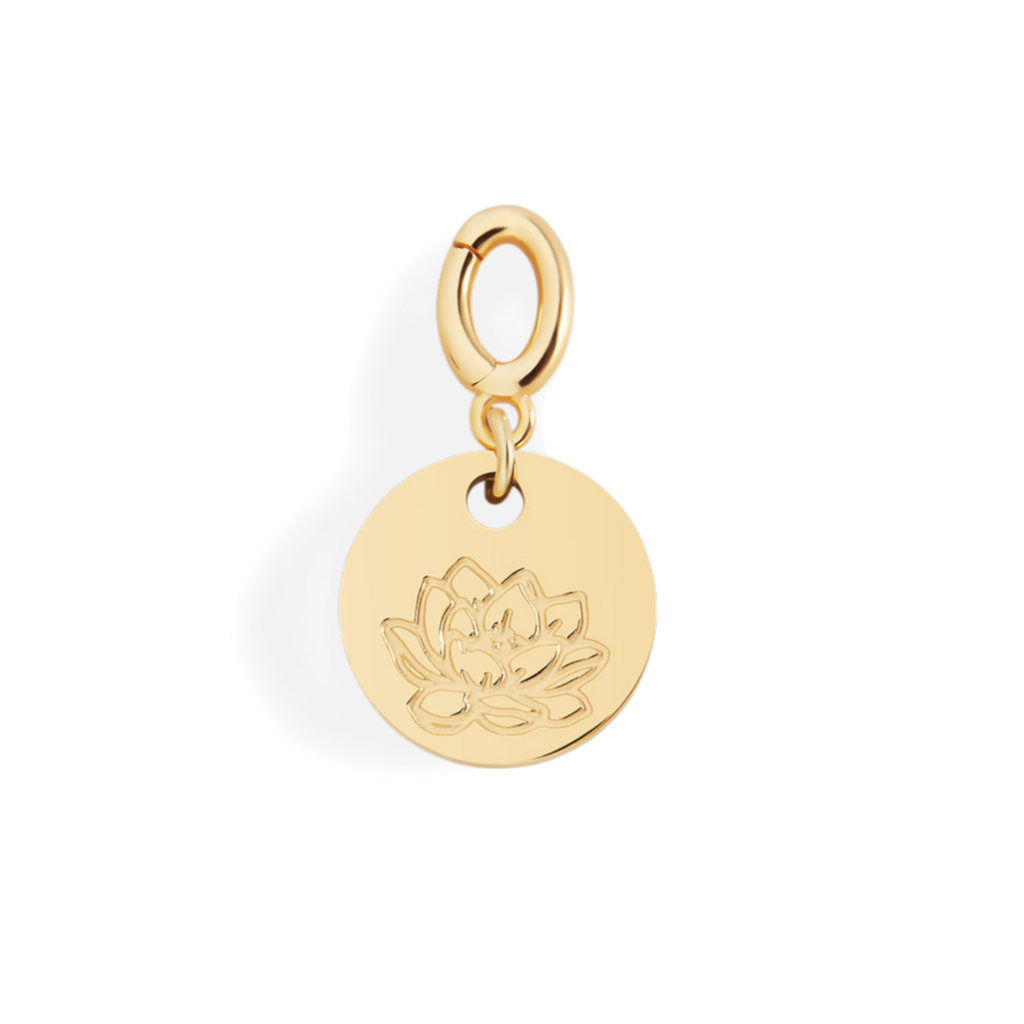 Engraved Birth Flower Disc Charm