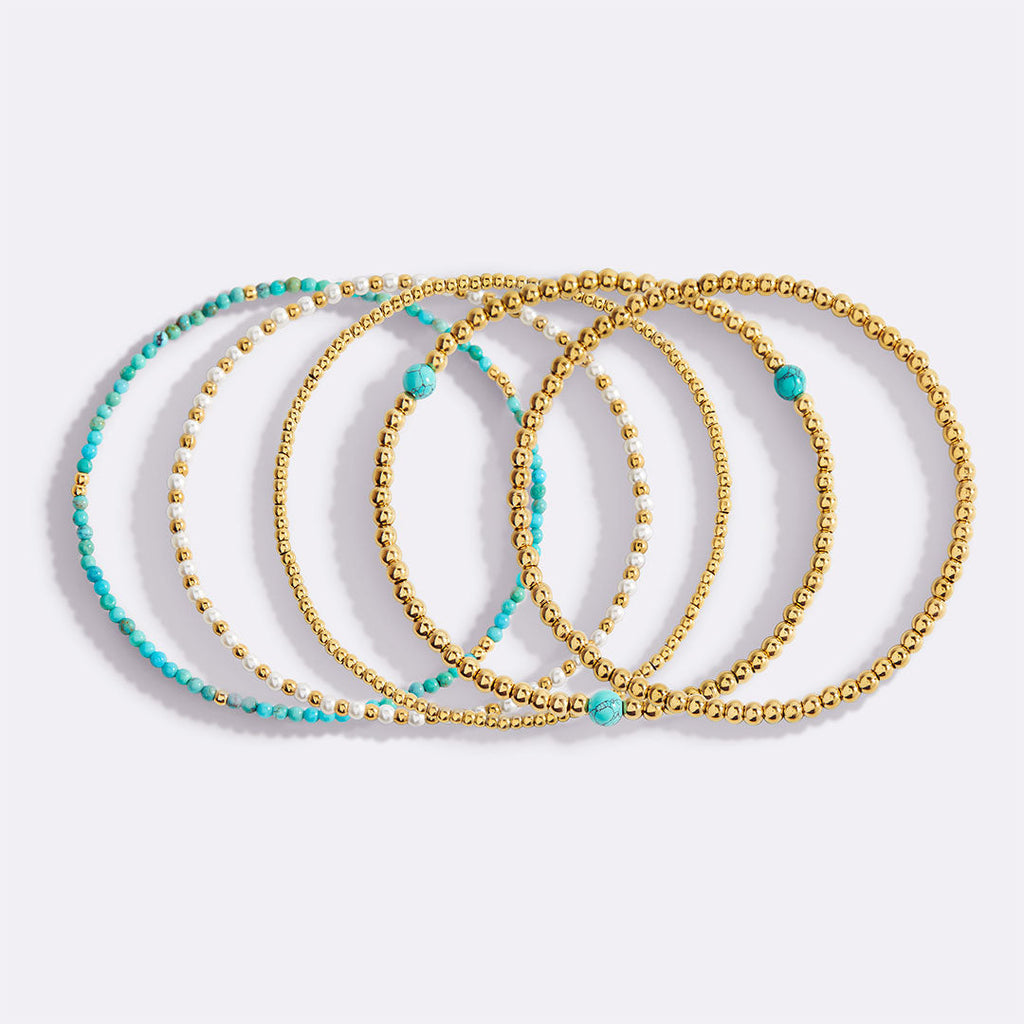 Mint & Lily Ensemble de Bracelets à Perles Turquoises Superposables