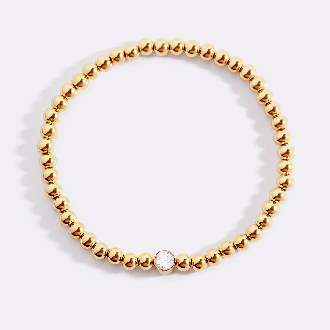 Mint & Lily Bracelet à Perles Bulles Dorées avec Pierre de Naissance