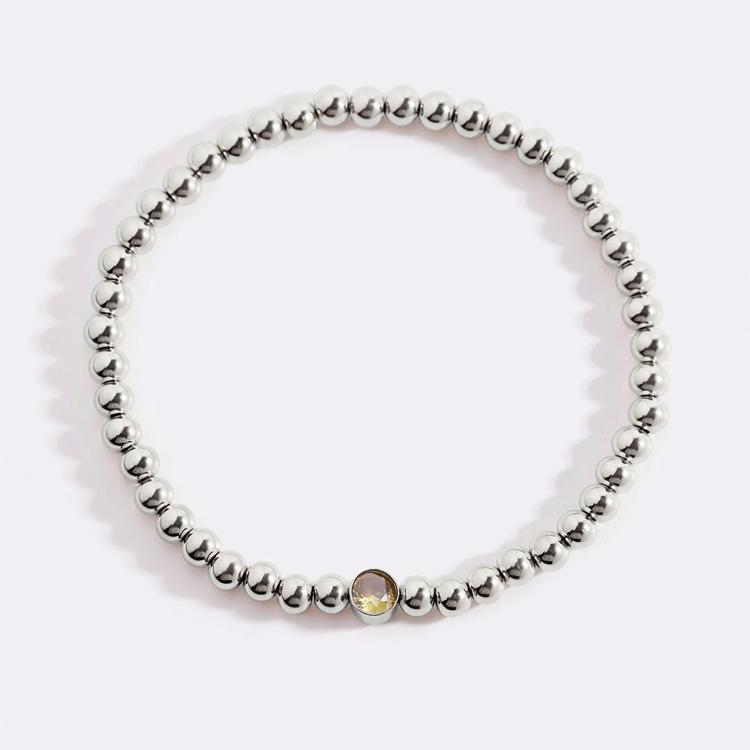 Mint & Lily Bracelet à Perles Bulles Dorées avec Pierre de Naissance