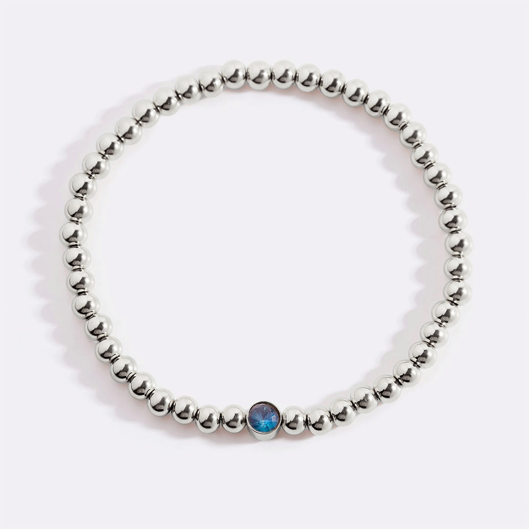 Mint & Lily Bracelet à Perles Bulles Dorées avec Pierre de Naissance